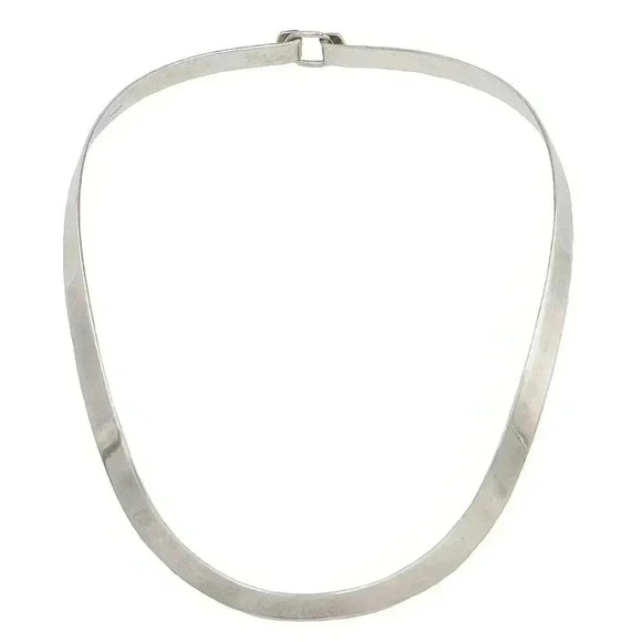 925 Sterling Silver Flat Collar Necklace Boho Chic Jewelry Summer Necklace
